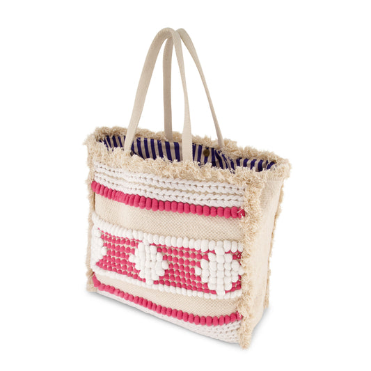 St. Barth Beach Bag Pink Handloom