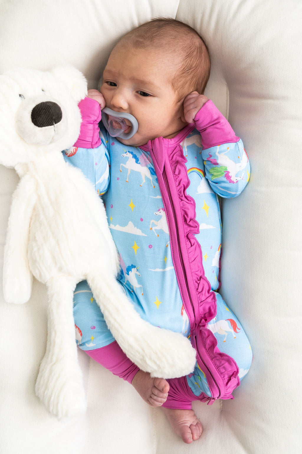 Girls Sage Bamboo Ruffle Convertible Pajama Footie