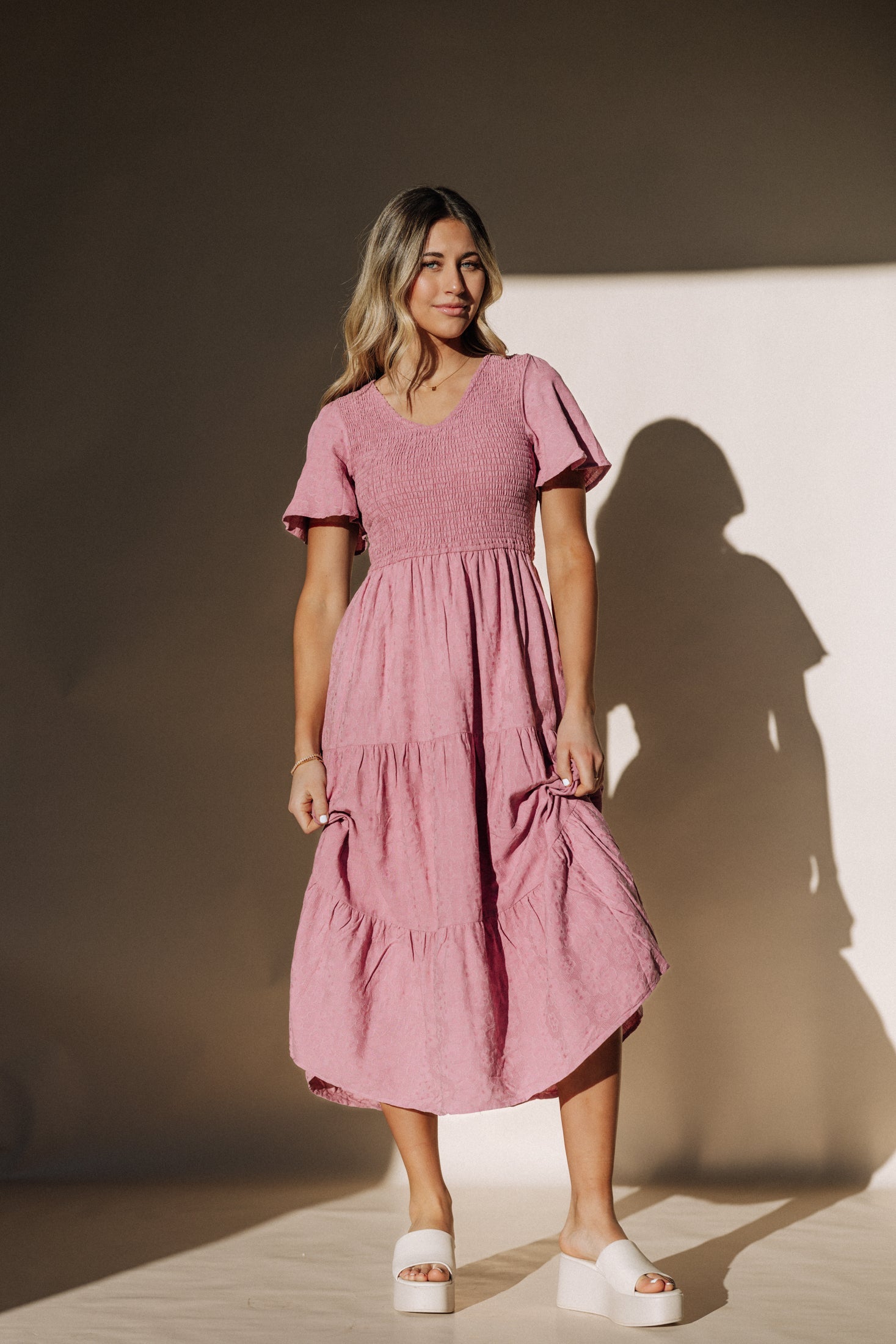 Tayla Midi Dress in Berry