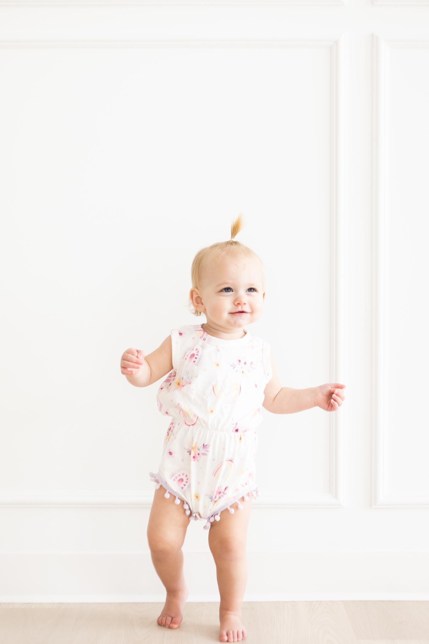 Girls Rainbow Meadows Pom Pom Romper