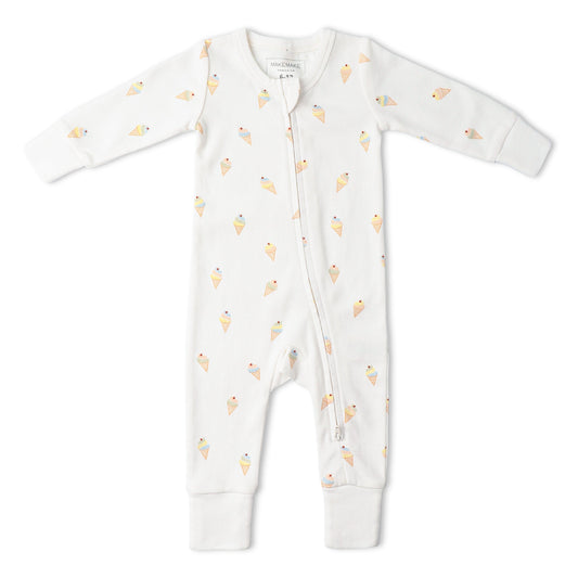 Organic 2-Way Zip Romper - Ice Cream