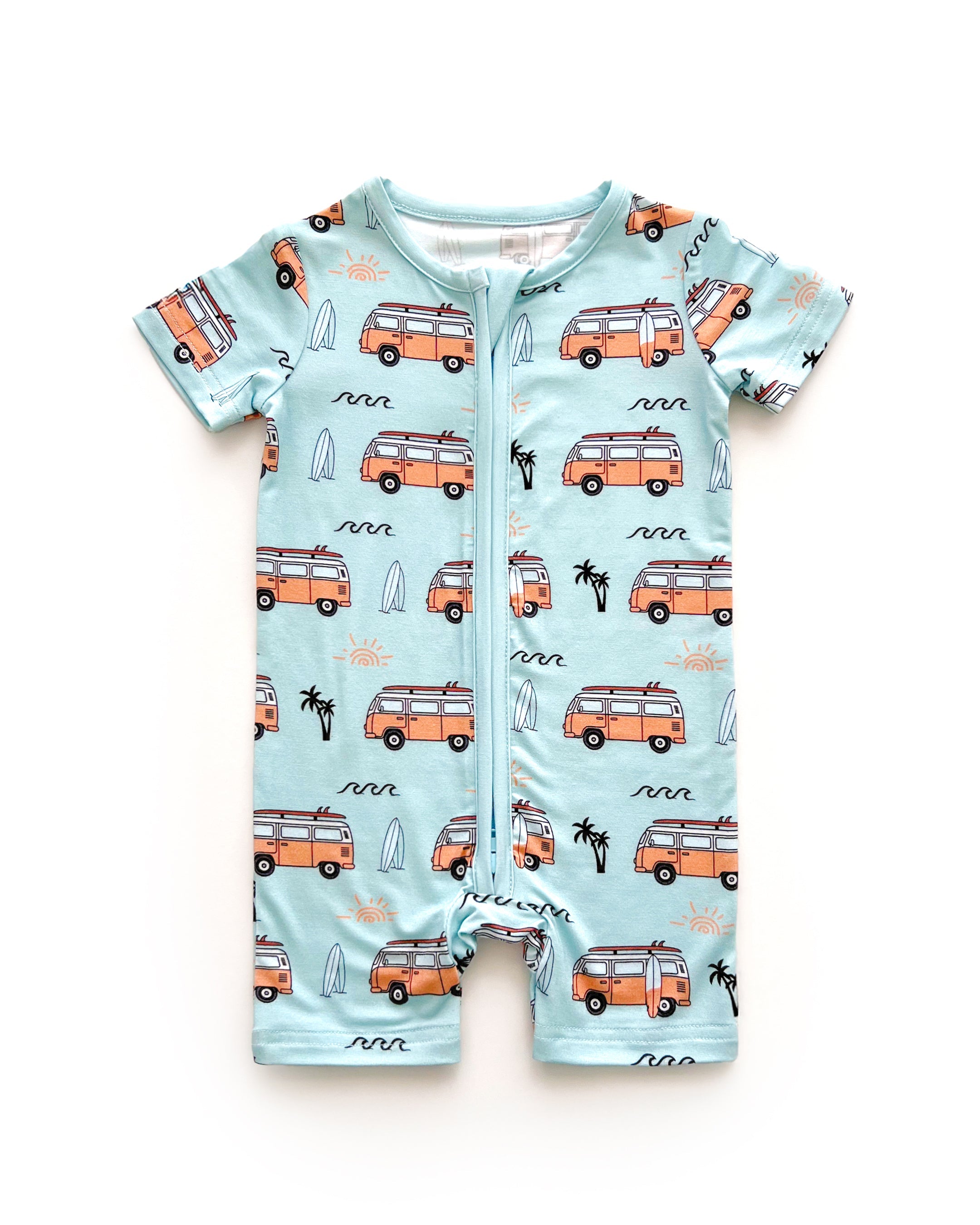 Baby Boy Retro Beach Bamboo Shorty Romper
