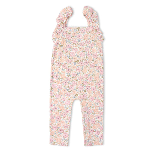 Organic Flutter Romper - Peony