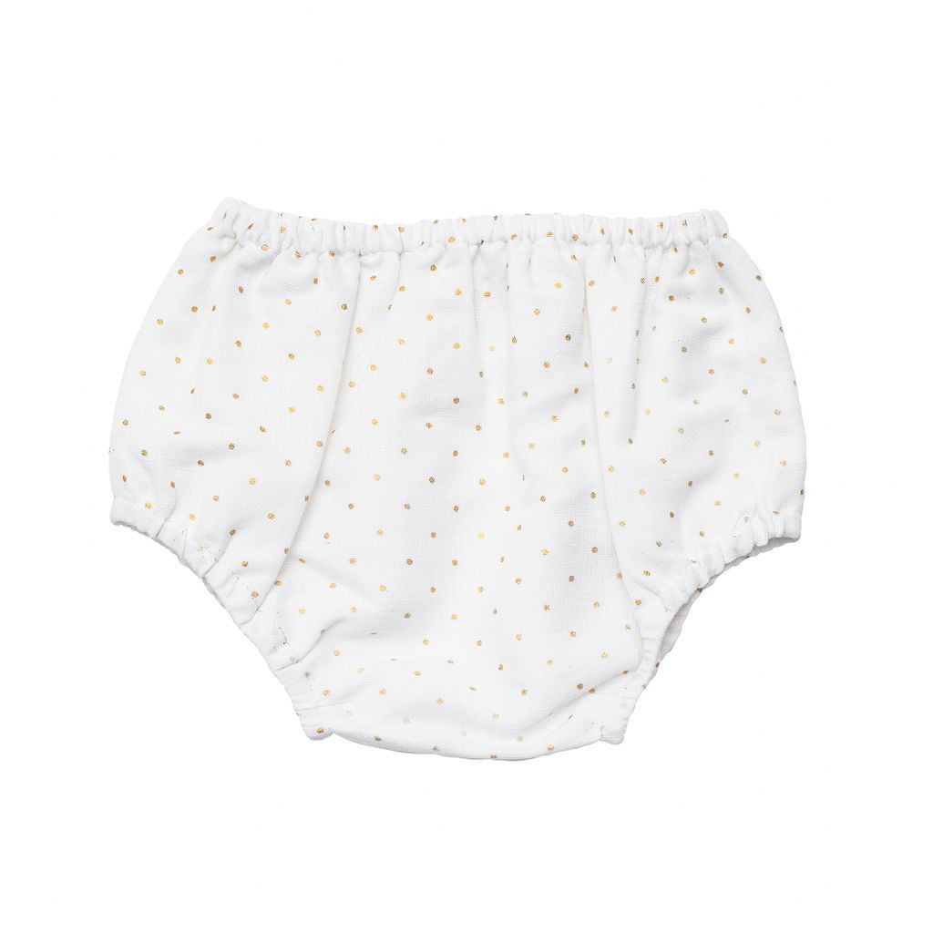 Gold Spot and White Linen Baby Bloomer