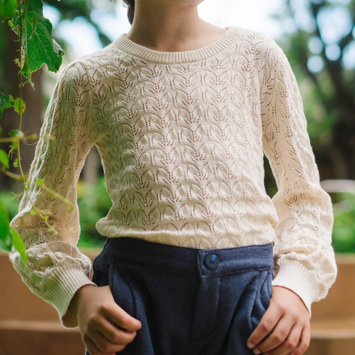 Balloon Sleeve Organic Pointelle Sweater - Baby