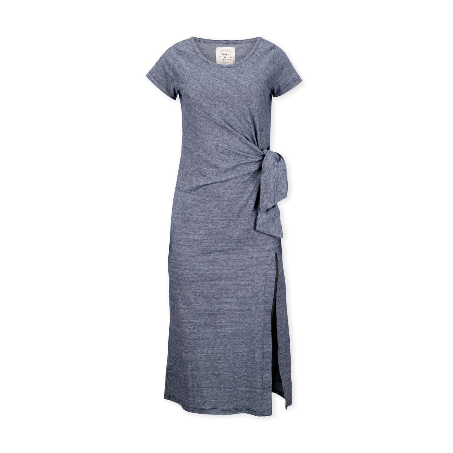 Women’s Navy Microstripe Knit Tie Maxi Dress