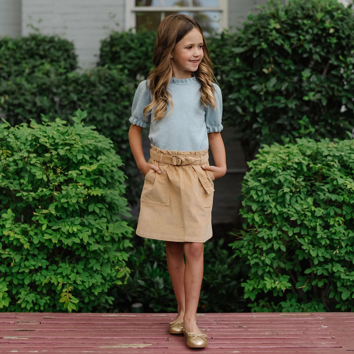 Organic Corduroy Cinch Waist Skirt