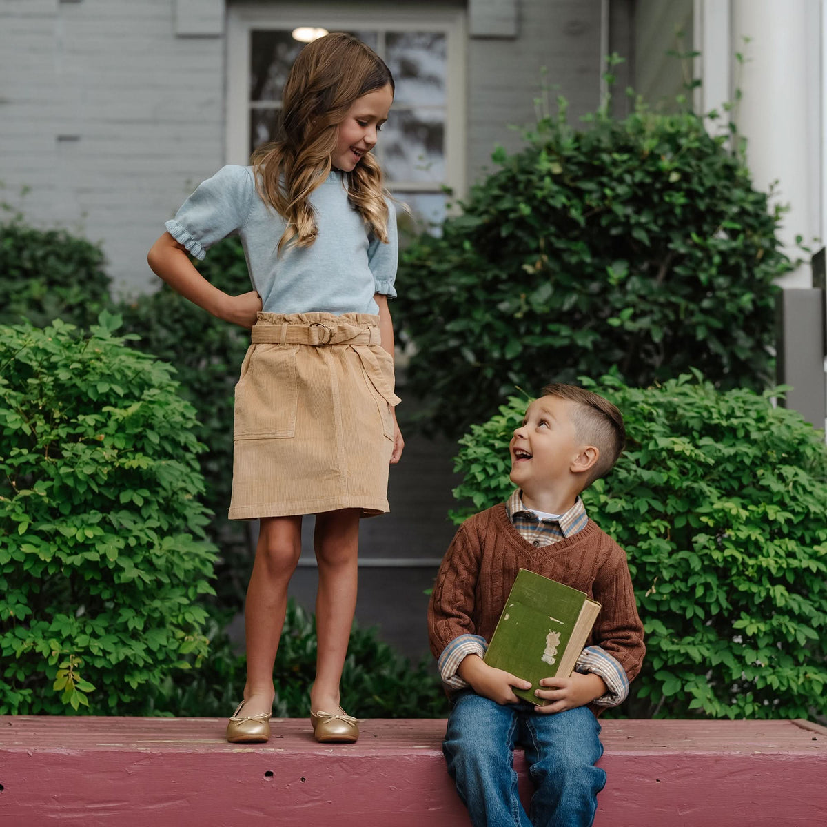 Organic Corduroy Cinch Waist Skirt