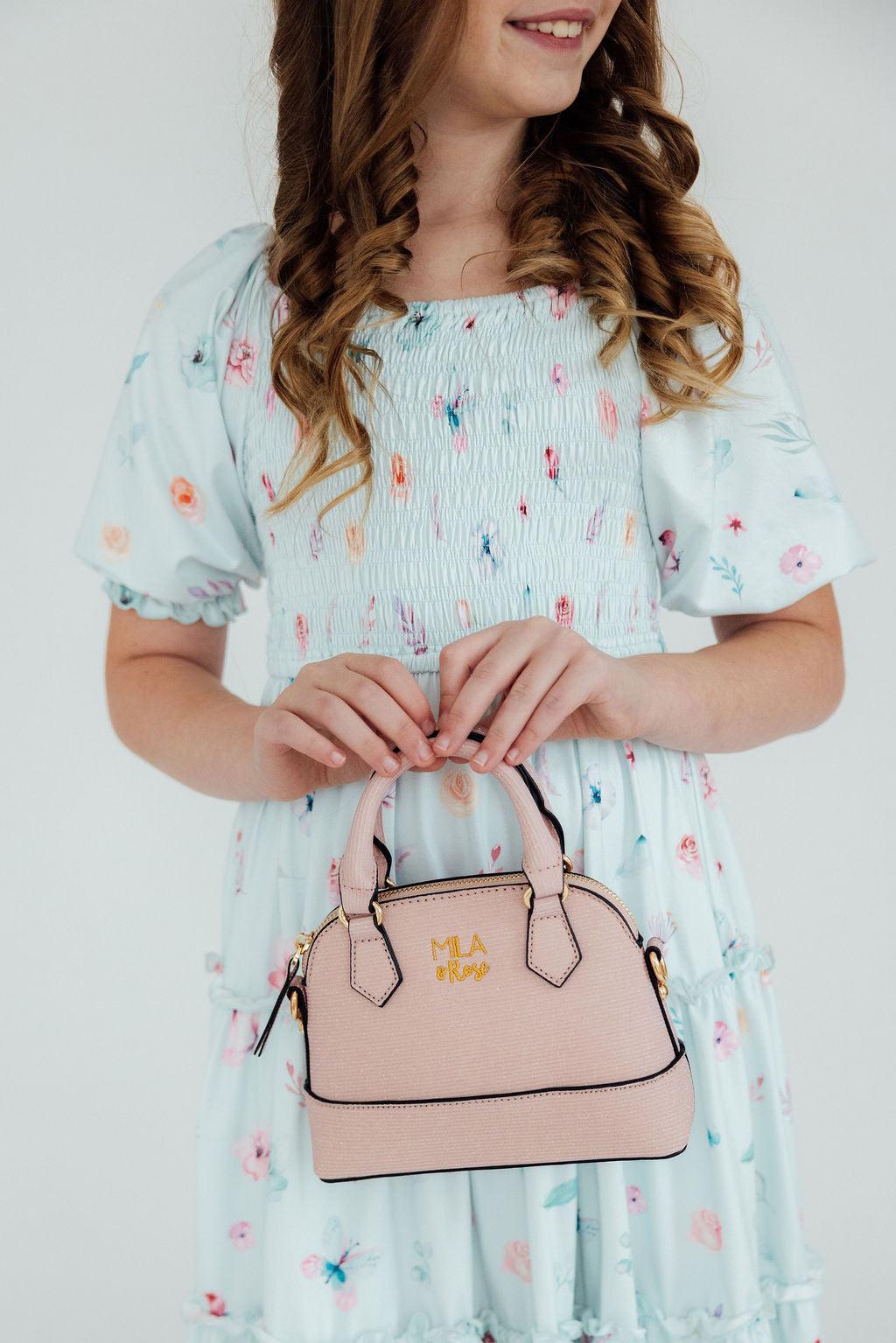 Girls Light Pink Shimmer Crossbody Purse