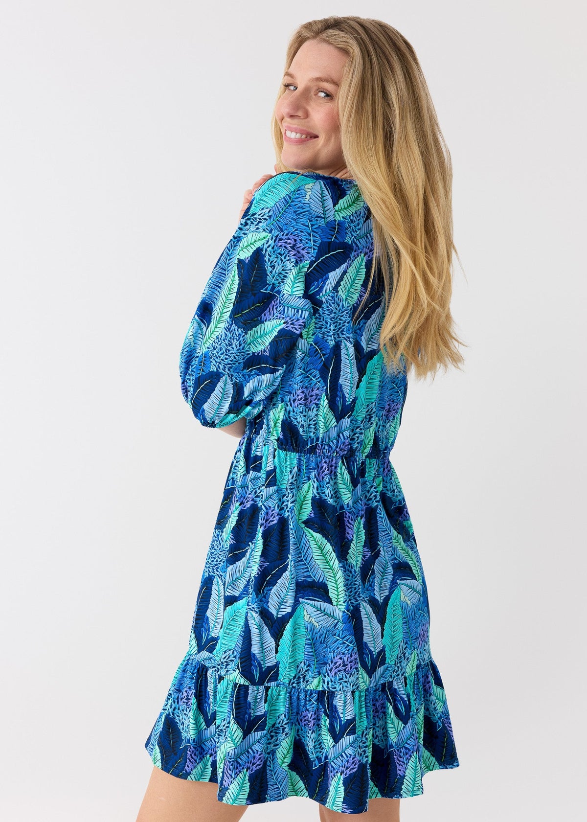 Blue Myers Flowy Cinch Waist Dress