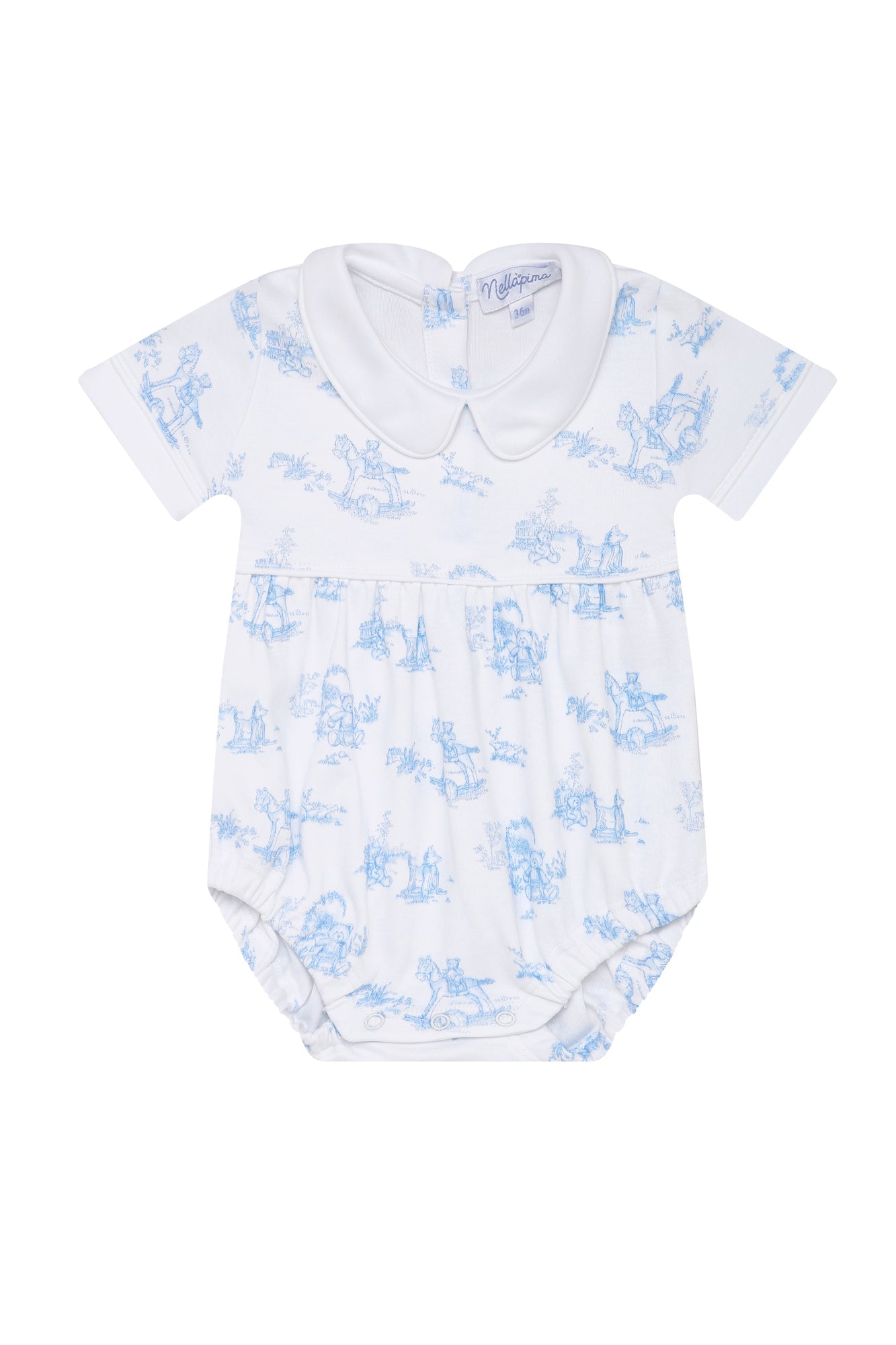Baby Boy Blue Toile Pima Cotton Bubble
