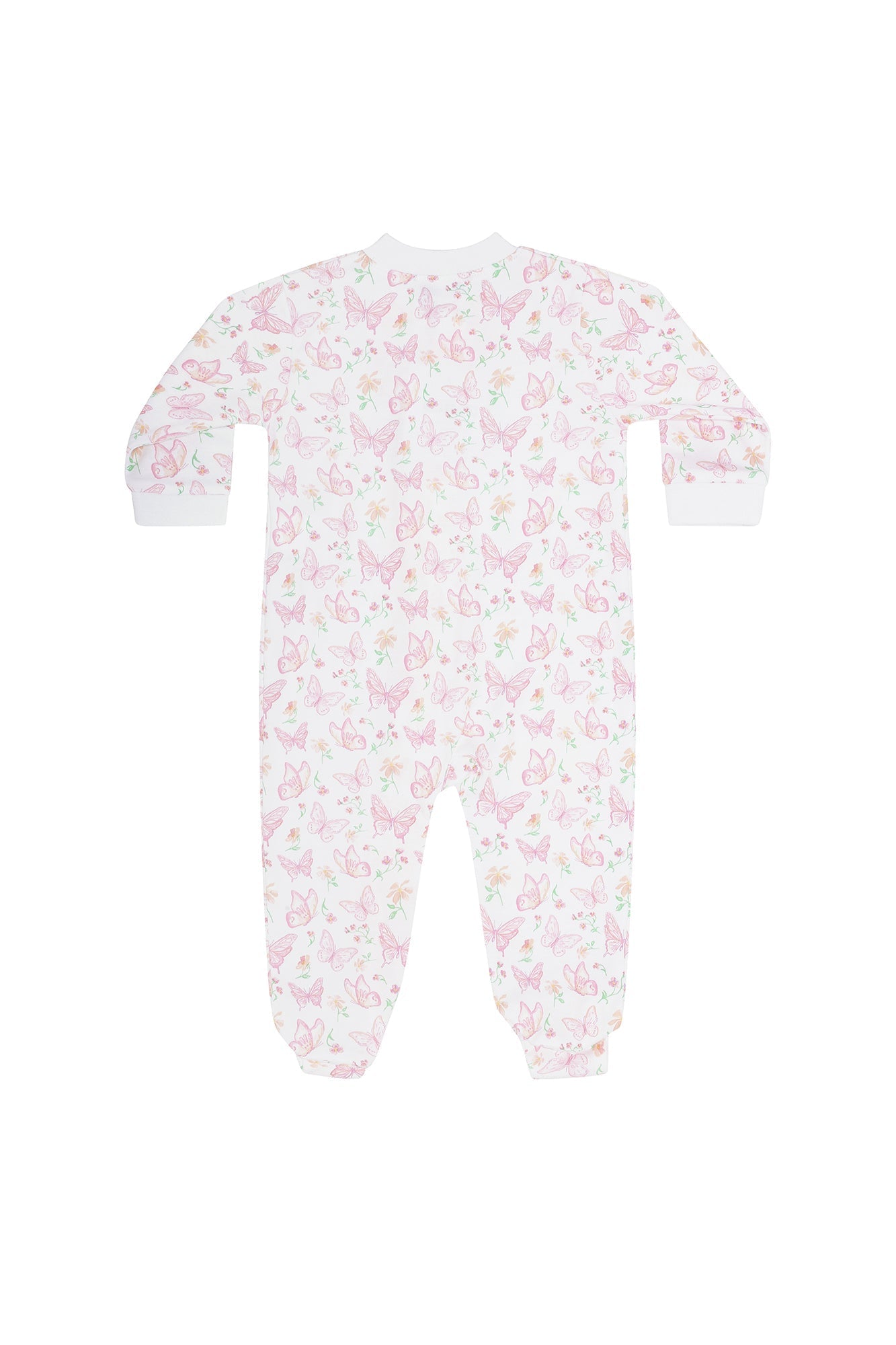 Baby Girls Butterflies Print Pima Cotton Zipper Footie