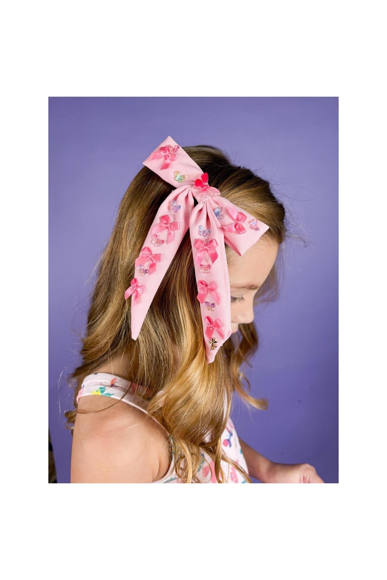 Girls Bow and Butterfly Charm Bow