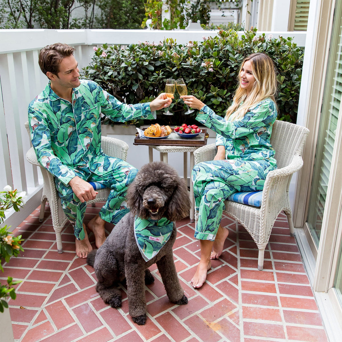 Women's Martinique® Green Banana Leaf PJ Pants - Organic Cotton Poplin