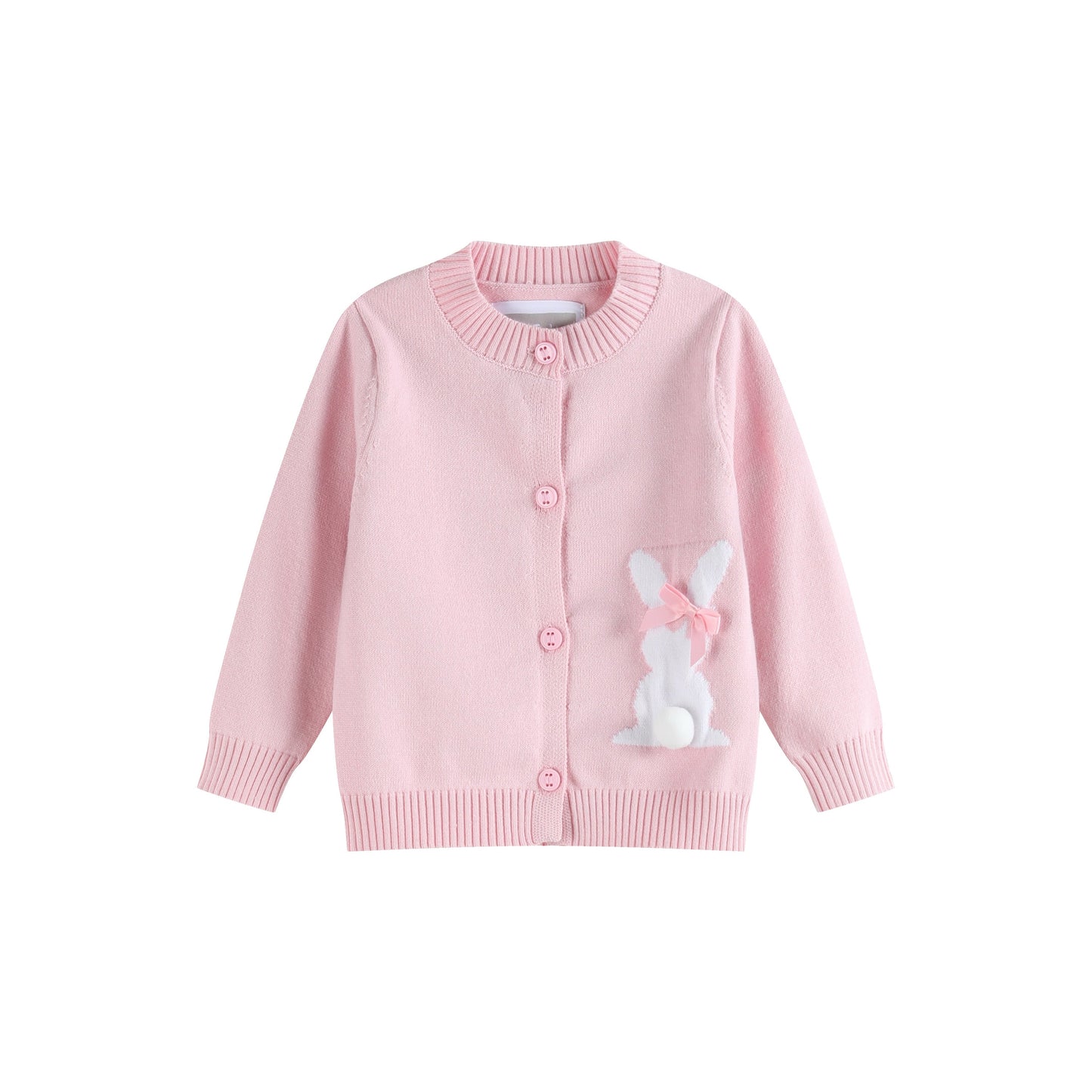 Girls Pink Knit Easter Bunny Cardigan