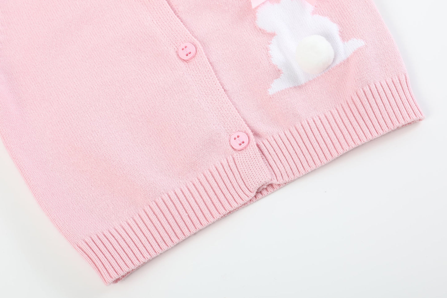Girls Pink Knit Easter Bunny Cardigan