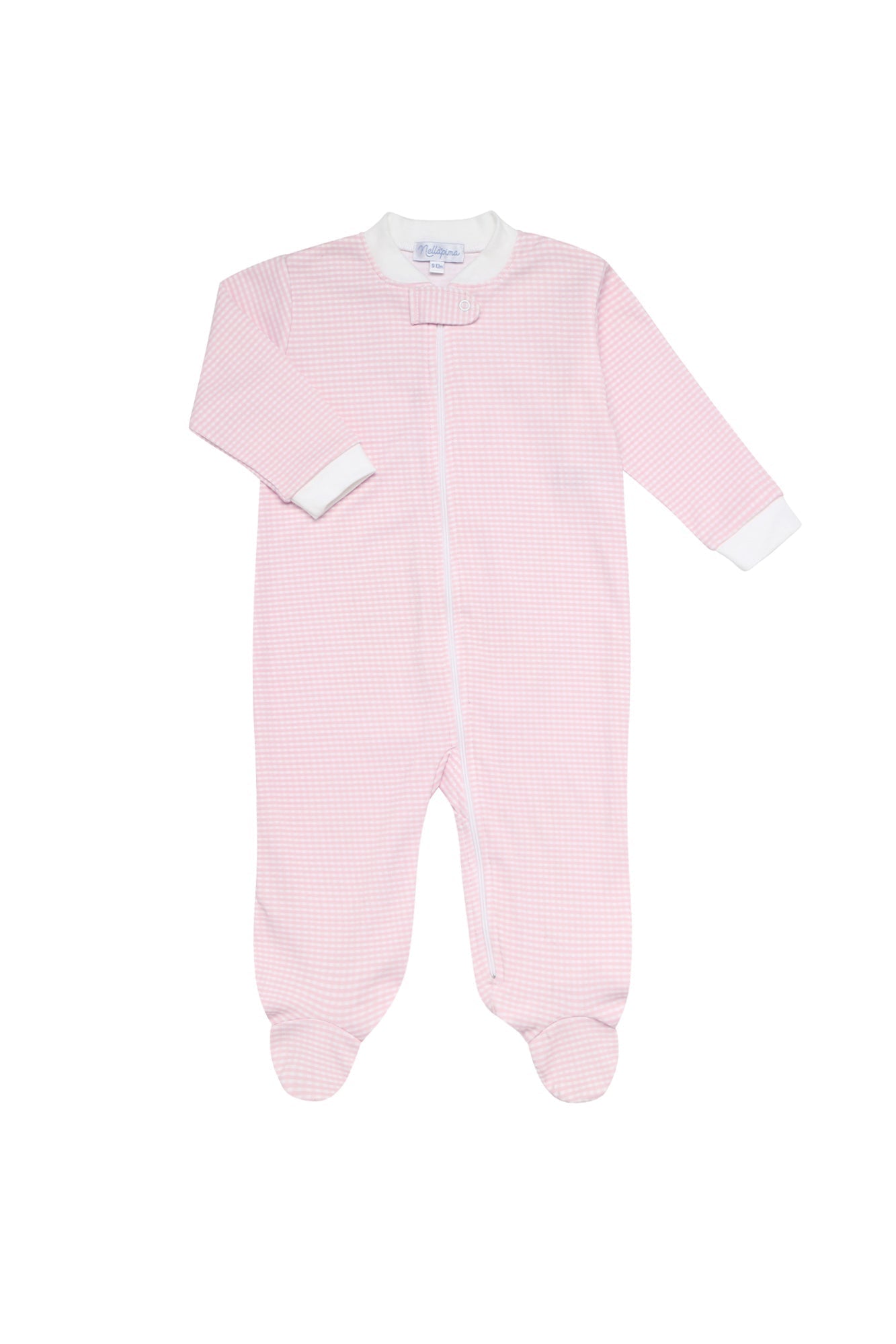 Pink Gingham Pima Cotton Zipper Footie