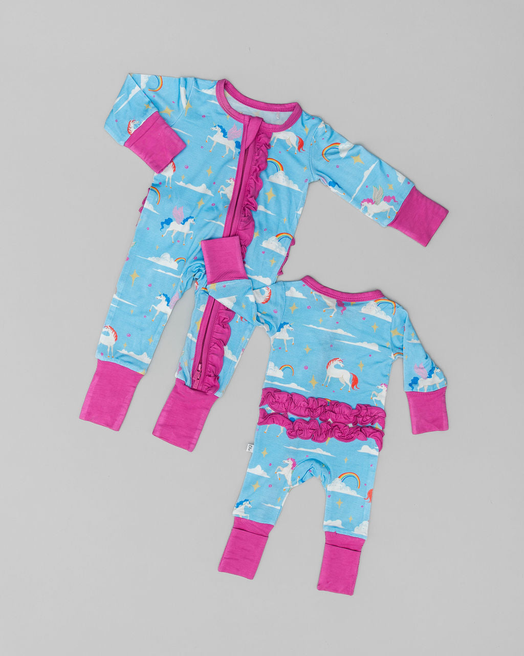 Girls Sage Bamboo Ruffle Convertible Pajama Footie