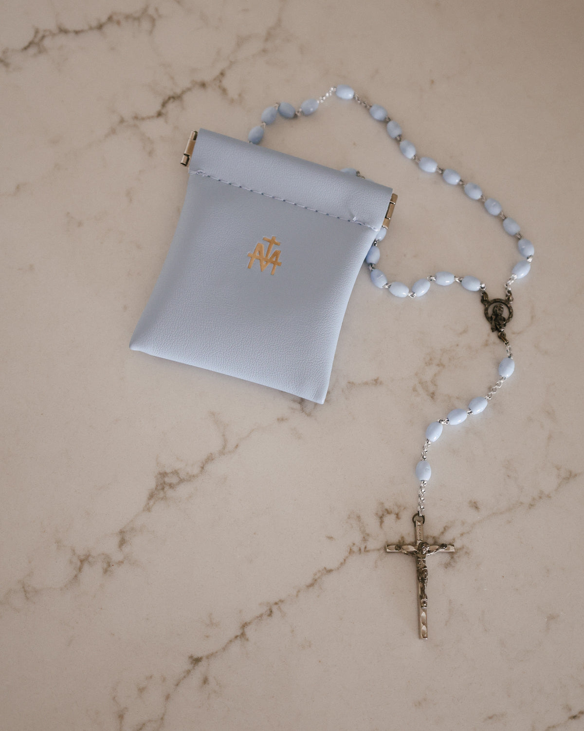 Blue Rosary Pouch