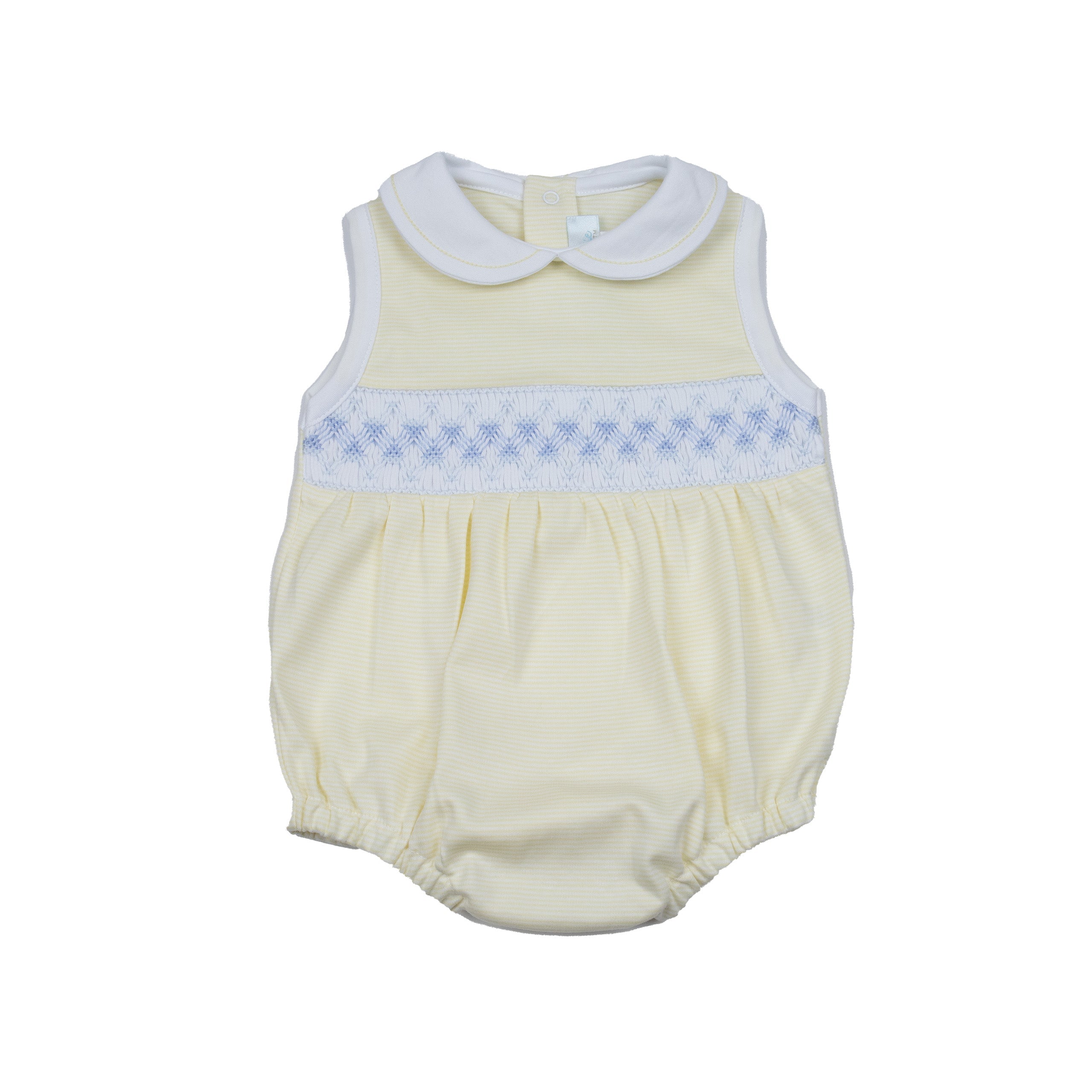 Elegant Smocked Pima Cotton Bubble Romper, Yellow