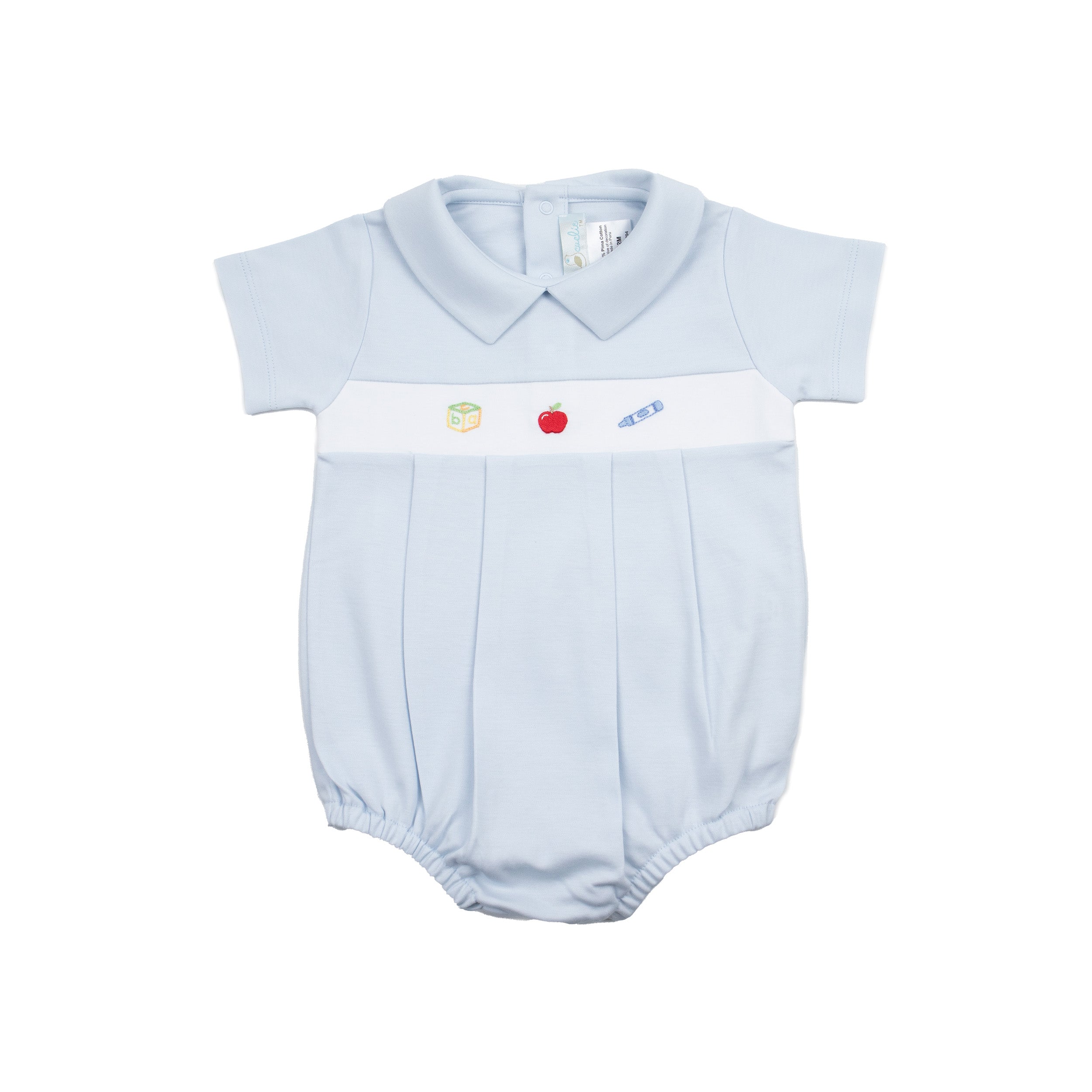 Baby Boy School Days Pointed Collar Bubble Romper