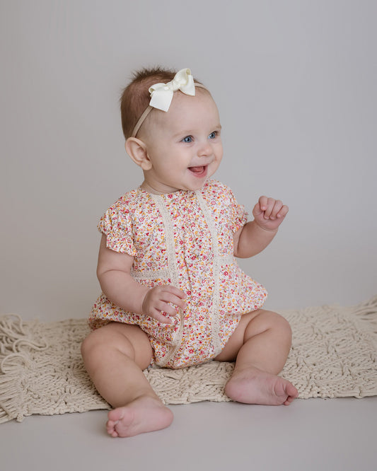 Pink Floral Bubble Romper