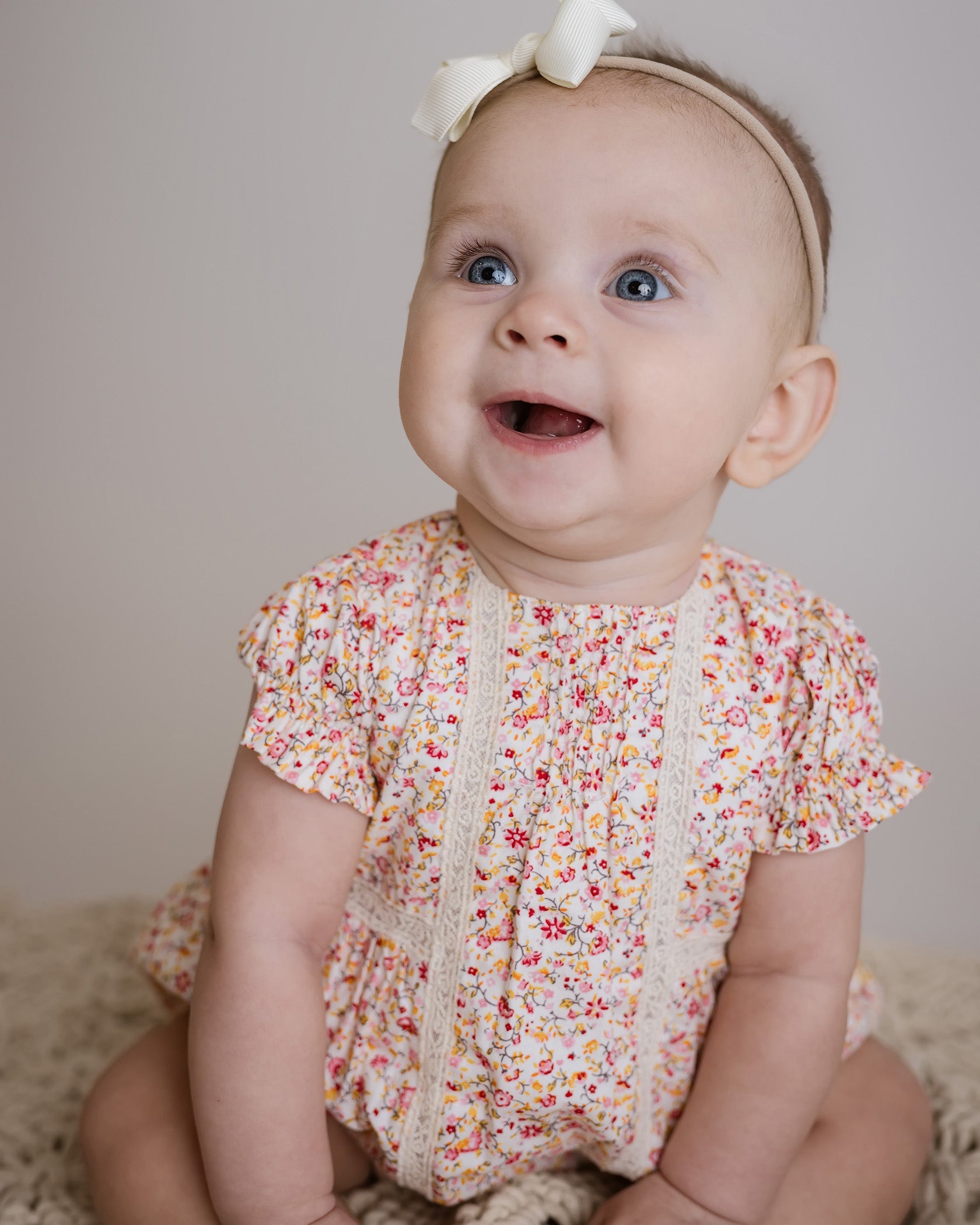 Baby Girl Pink Floral Bubble Romper