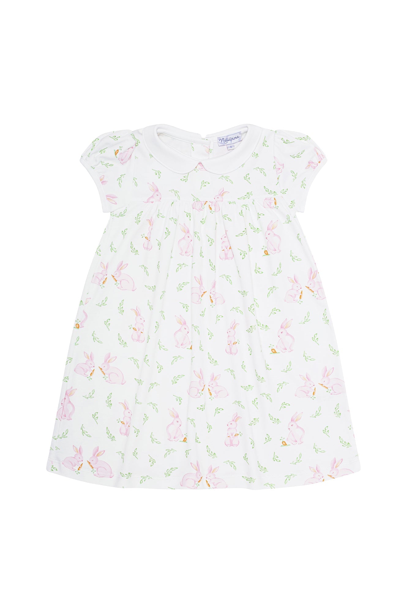 Girls Pink Bunny Print Pima Cotton Playtime Dress