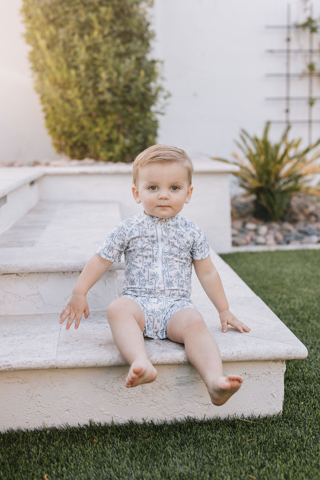 Baby Boy Palm Tree Zipper Swimsuit