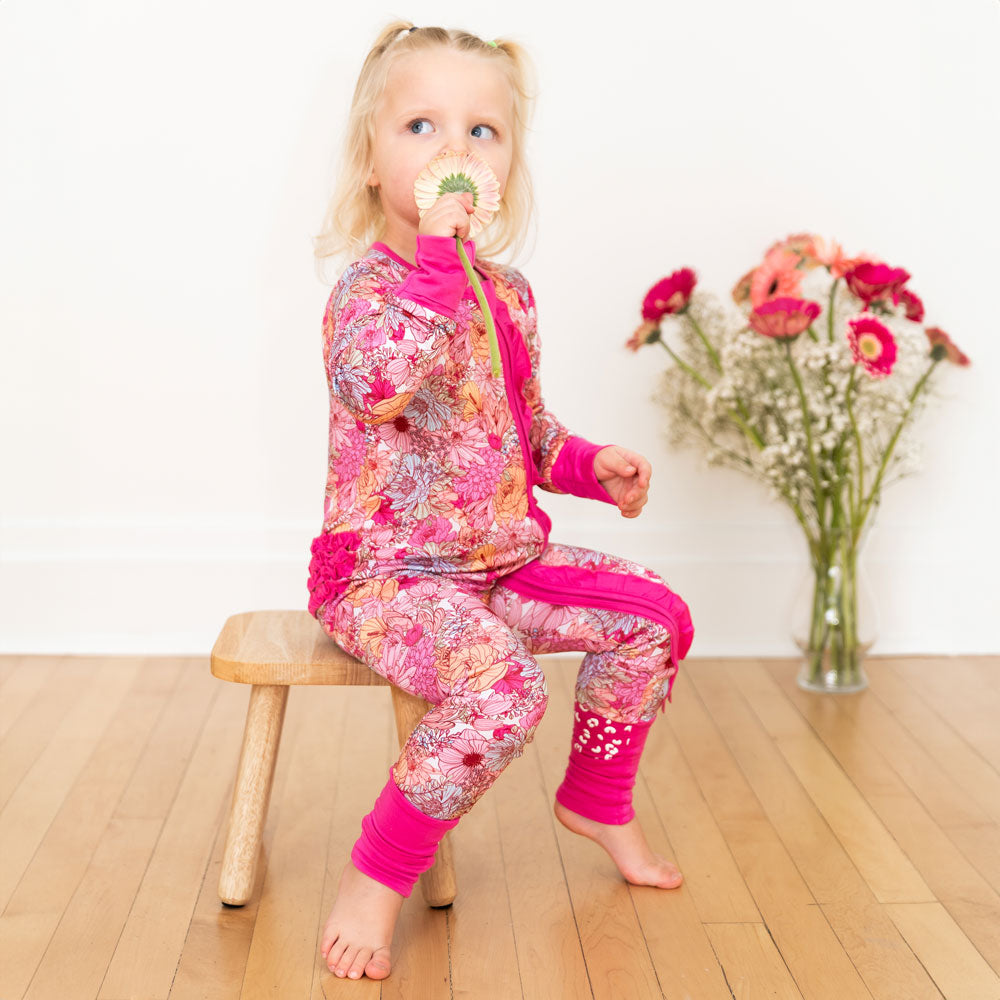 Girls Journee Bamboo Ruffle Convertible Footie