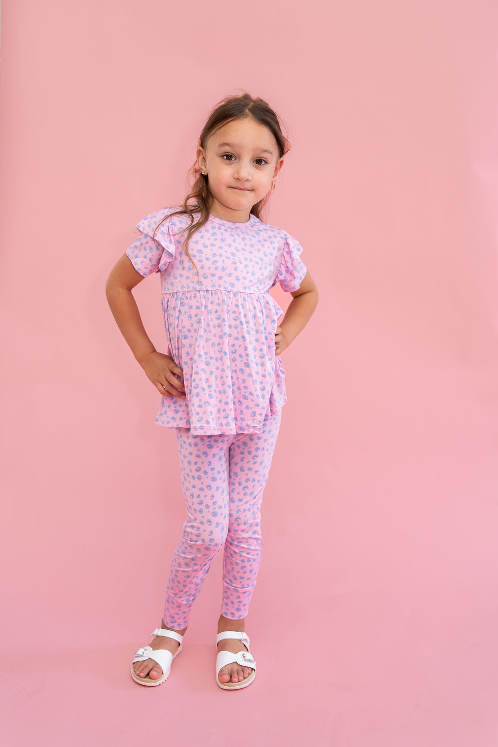 Girls Lillian Leopard Bamboo Peplum Top