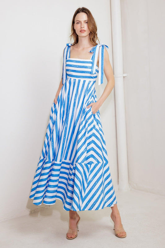 OCEAN BREEZE WOVEN MIDI DRESS