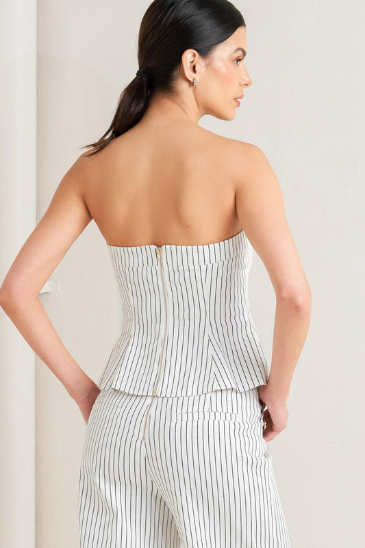 EFFORTLESS FORM STRIPE WOVEN TWILL TOP