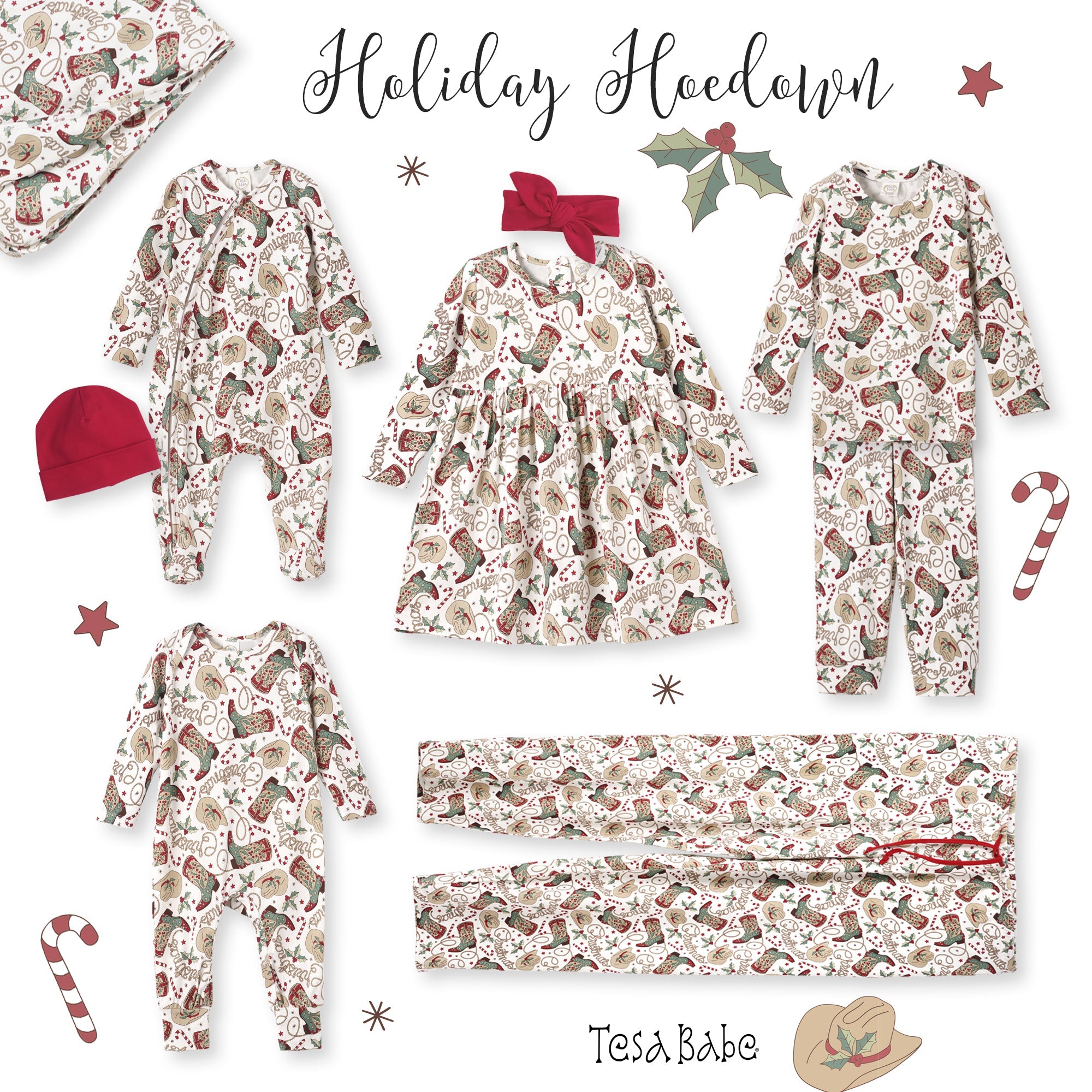 Western Christmas Baby Bamboo Romper