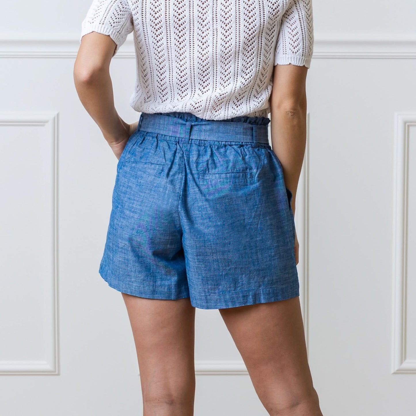 Women’s Organic Cotton Chambray Paperbag Shorts