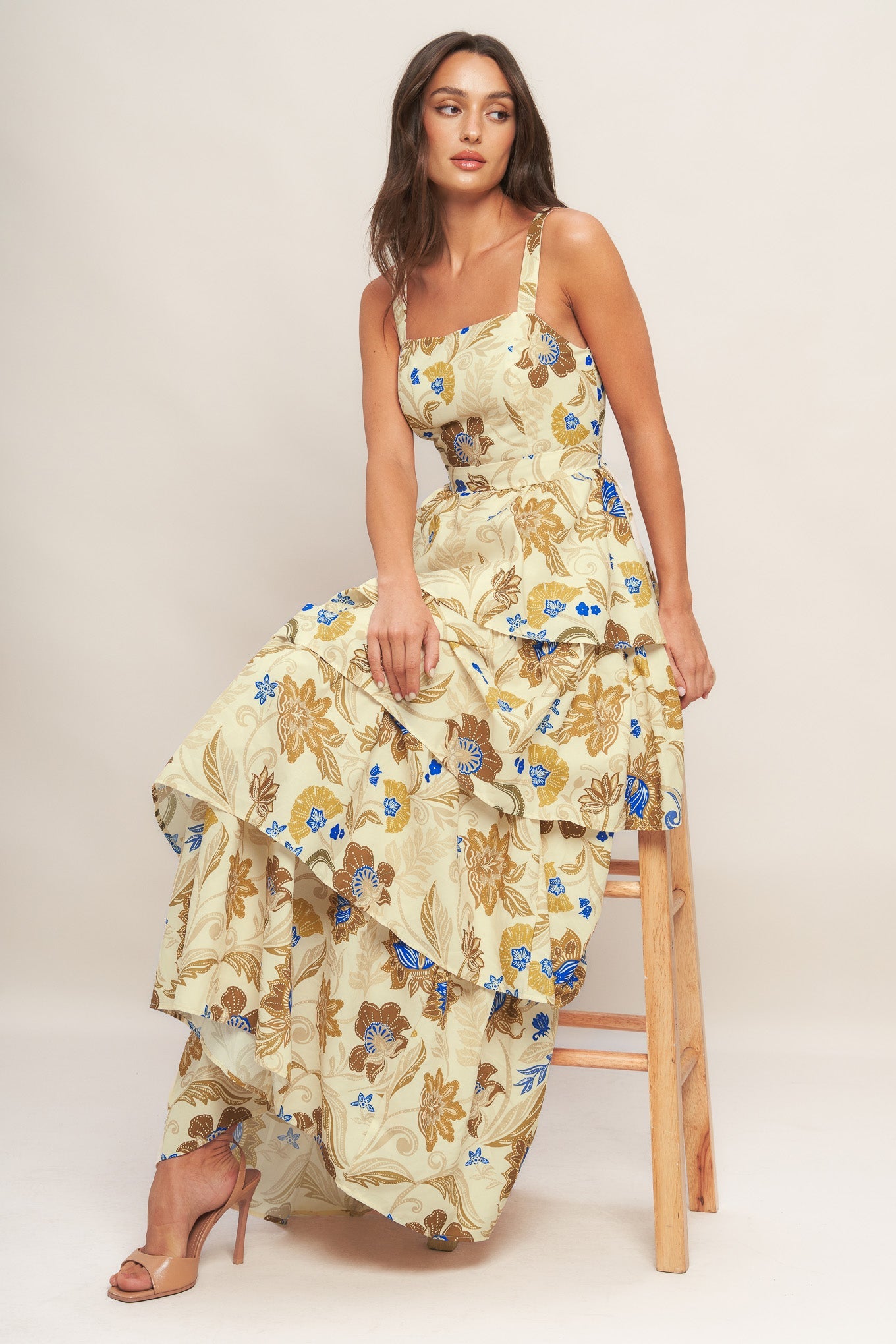 GOLDEN BLOSSOM WOVEN MAXI DRESS Blissfully Lavender Boutique GOLDEN BLOSSOM WOVEN MAXI DRESS Blissfully Lavender Boutique