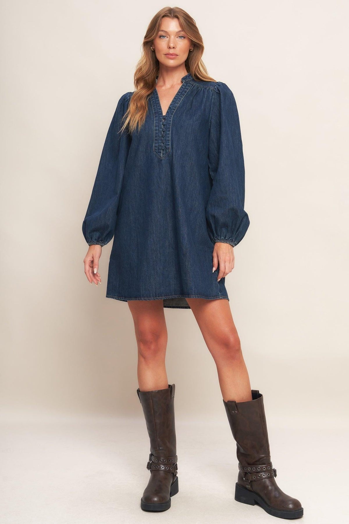 CANYON BREEZE DENIM MINI DRESS