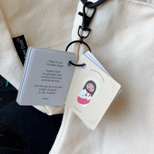 Pocket Prayers Waterproof Catholic Prayer Card Keychain Set