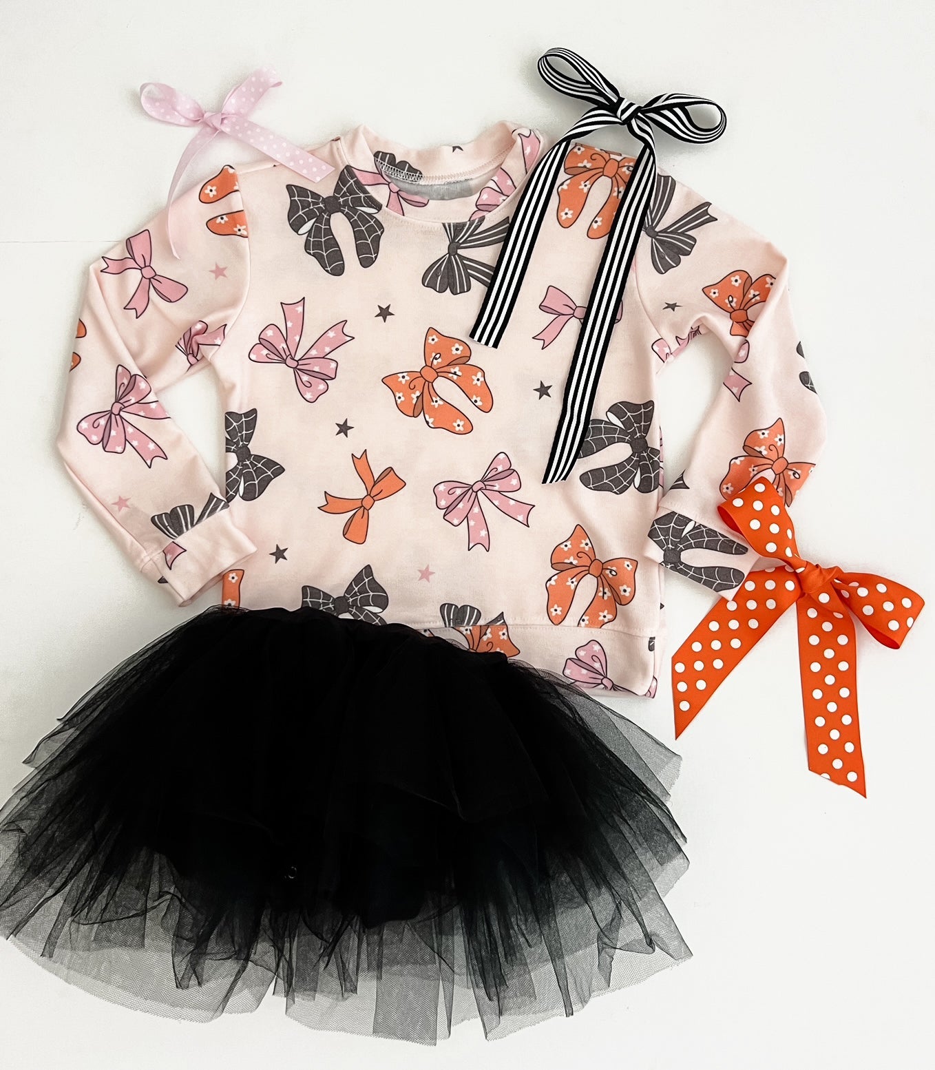 Girls Bow Sweatshirt in Peachy Pink with Soft Fabric