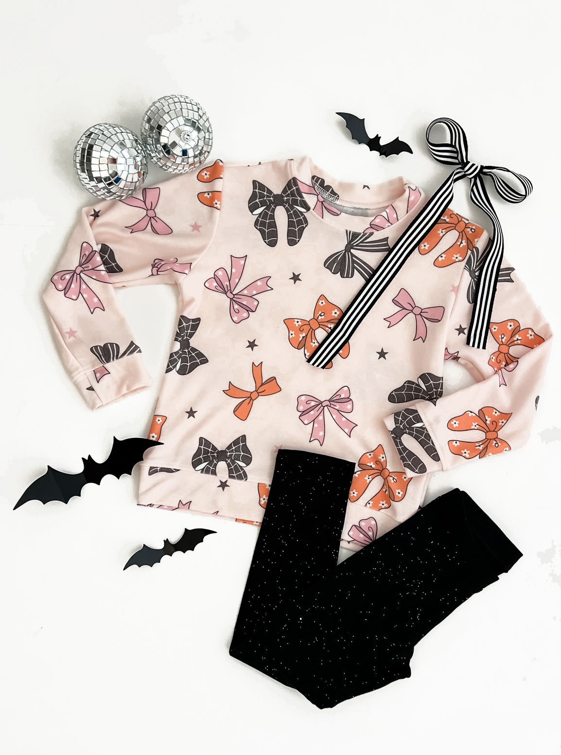 Girls Bow Sweatshirt in Peachy Pink with Soft Fabric