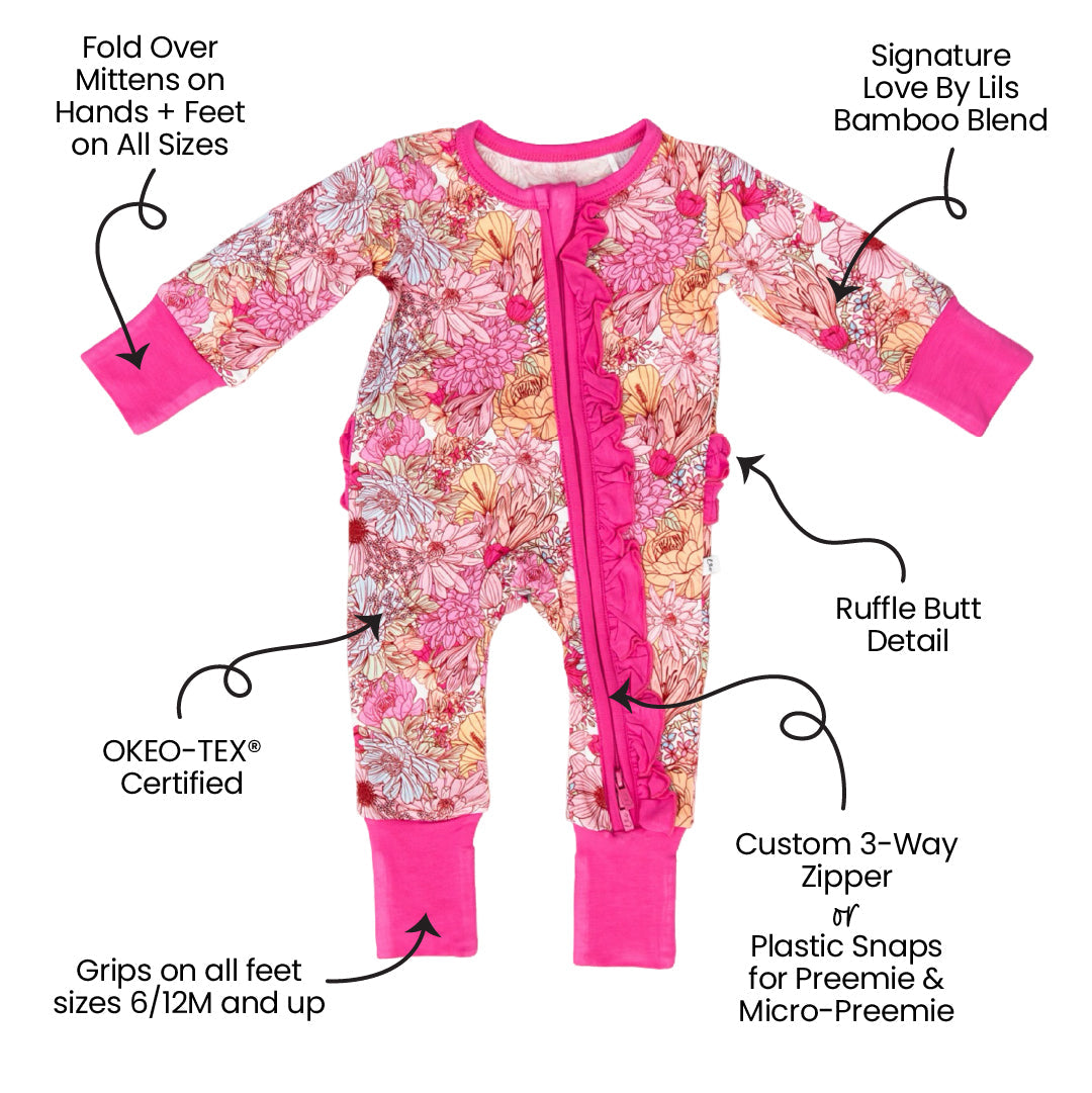 Girls Journee Bamboo Ruffle Convertible Footie