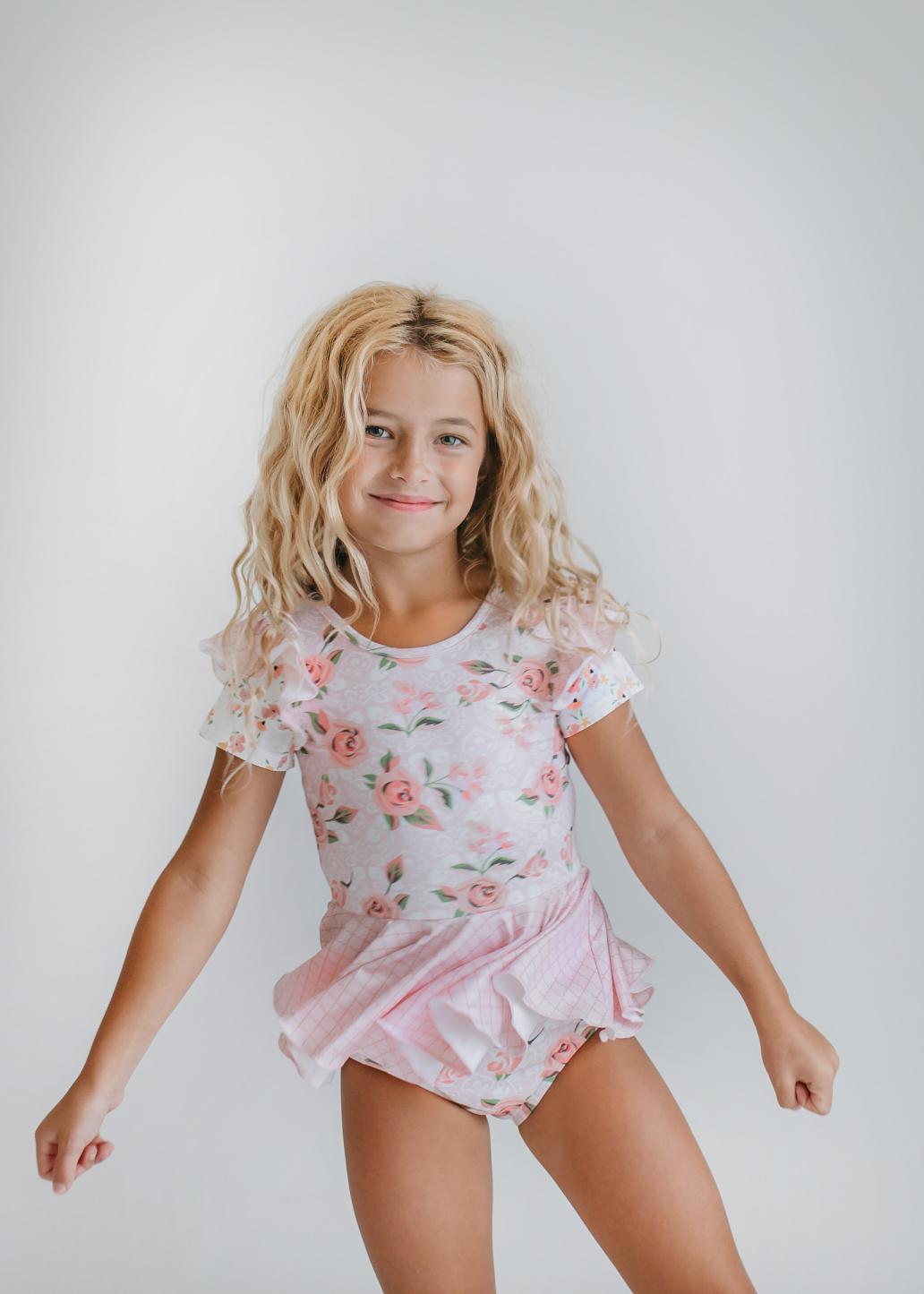 Pale Rose Ruffle Skirted Leotard