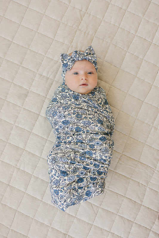 Bluebell Pointelle Bamboo Stretch Swaddle