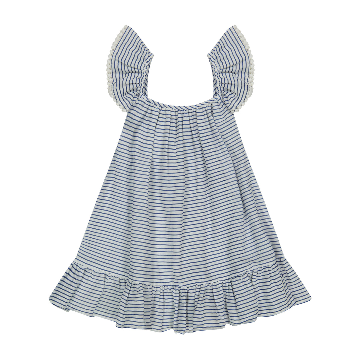 Mini Eva Girls' Ruffle Dress Marine Stripe
