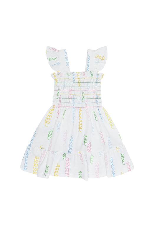 Spirals Print Gathered Dress