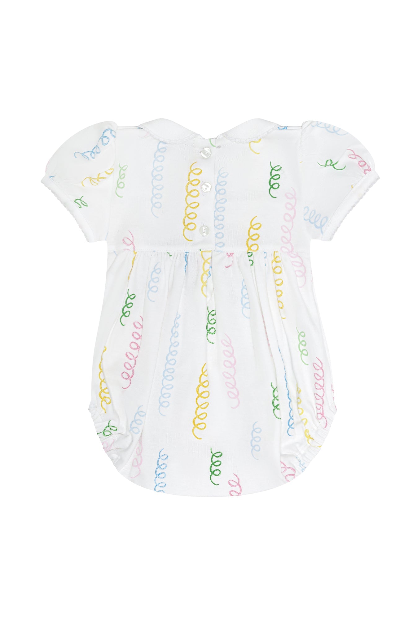 Baby Girl Spirals Print Pima Cotton Smocked Bubble