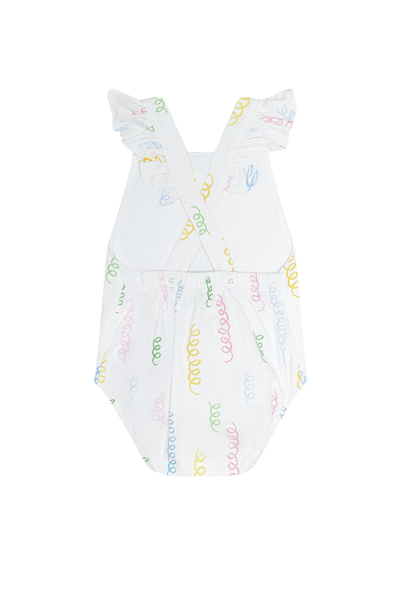 Baby Girl Spirals Print Pima Cotton Ruffle Bubble