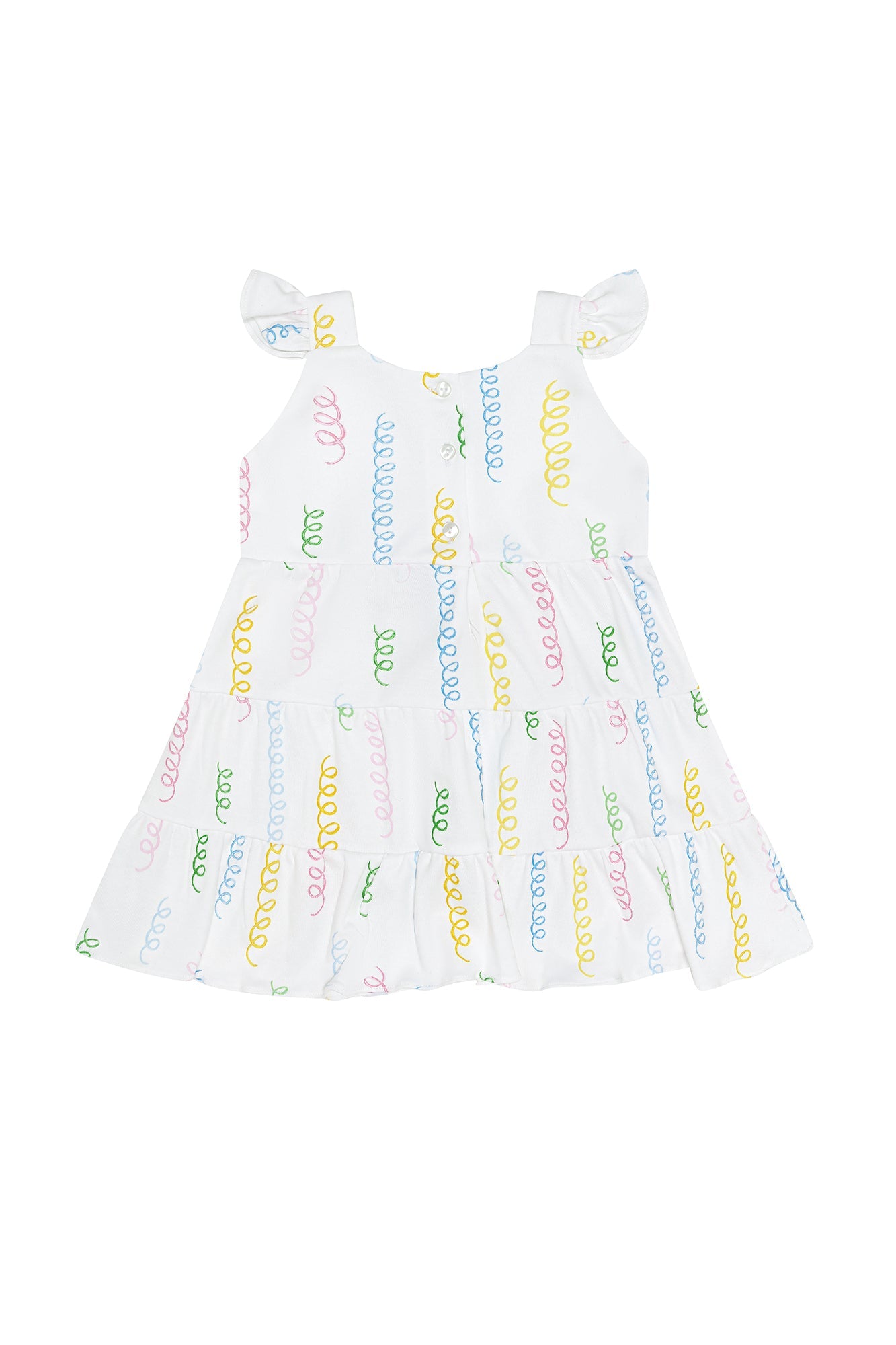 Girls Spirals Print Pima Cotton Ruffle Dress