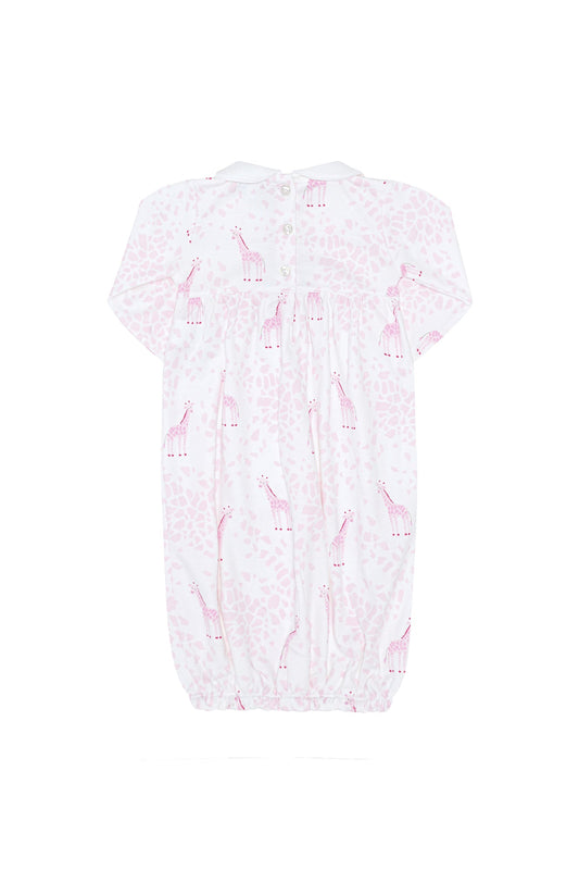 Pink Giraffe Print Smocked Gown