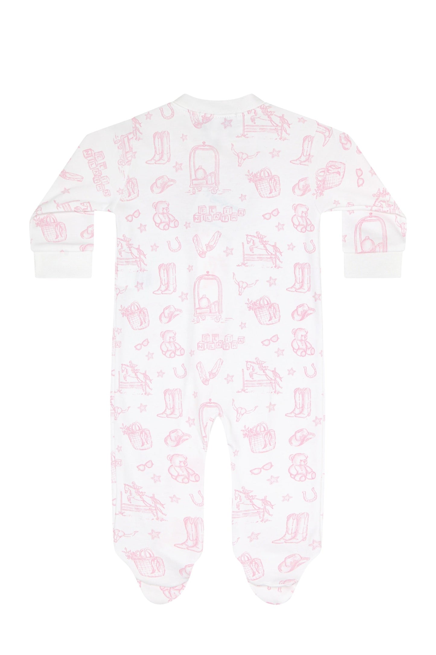 Pink Lone Star Toile Zipper Footie